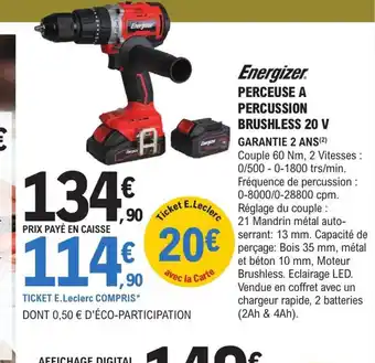 E.Leclerc Brico PERCEUSE A PERCUSSION BRUSHLESS 20 V offre