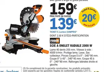 E.Leclerc Brico SCIE A ONGLET RADIALE 2000 W offre