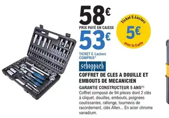 E.Leclerc Brico COFFRET DE CLES A DOUILLE ET EMBOUTS DE MECANICIEN offre