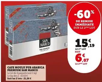 Super U San marco cafe moulu pur arabica premium offre