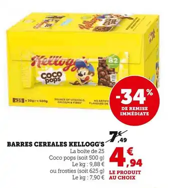 Super U Kellogg's barres cereales offre