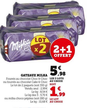 Super U Milka gateaux offre