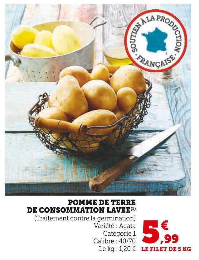 Super U Pomme de terre de consommation lavee offre