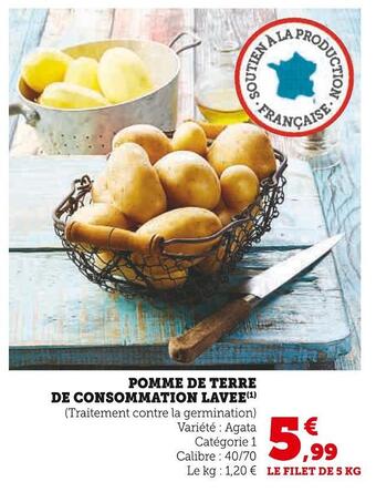 Super U Pomme de terre de consommation lavee offre