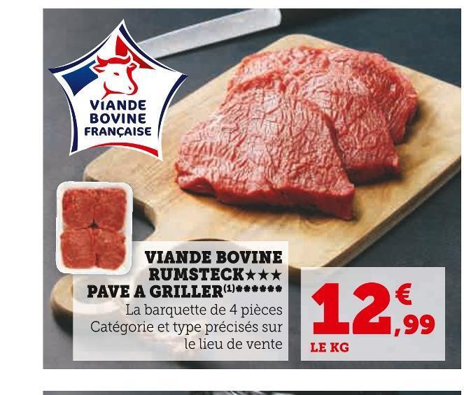 Super U Viande bovine rumsteck pave a griller offre