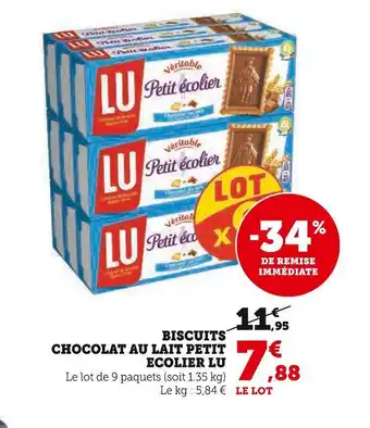 Super U Lu biscuits chocolat au lait petit ecolier offre