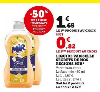 Super U Mir liquide vaisselle secrets de nos regions* offre