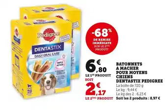 Super U Pedigree batonnets a macher pour moyens chiens dentastix offre