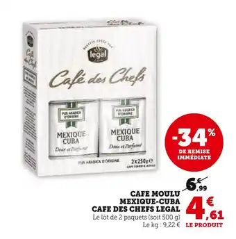 U Express Cafe des chefs legal cafe moulu mexique-cuba offre
