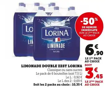 Super U Lorina limonade double zest offre