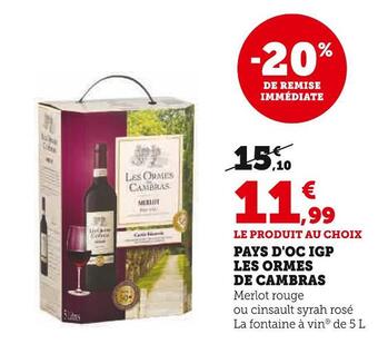 Super U Les ormes de cambras pays d'oc igp offre