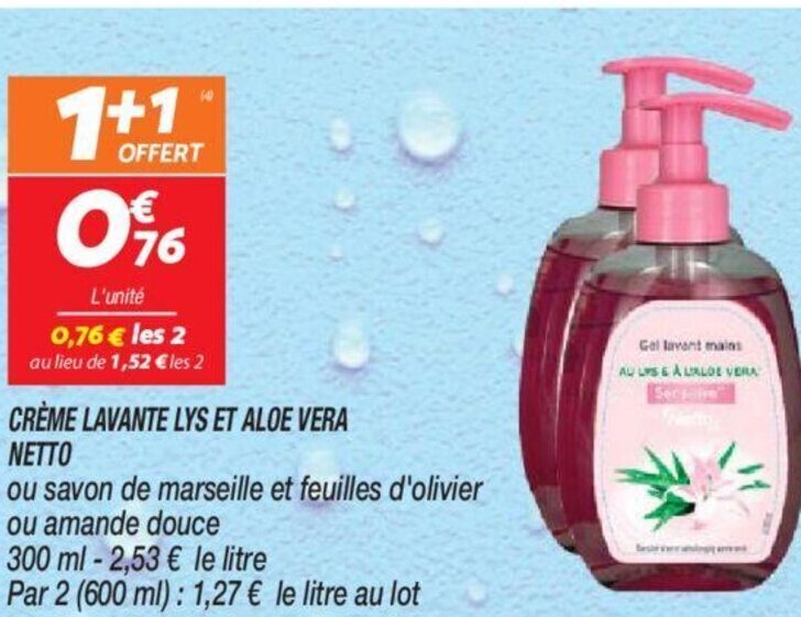 Netto CRÈME LAVANTE LYS ET ALOE VERA offre