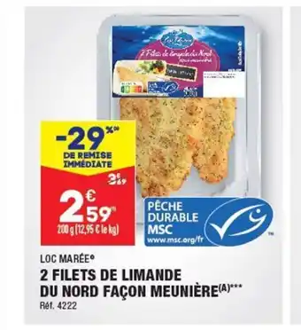 ALDI 2 FILETS DE LIMANDE DU NORD FAÇON MEUNIÈRE(A)*** offre