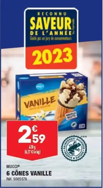ALDI 6 CÔNES VANILLE offre
