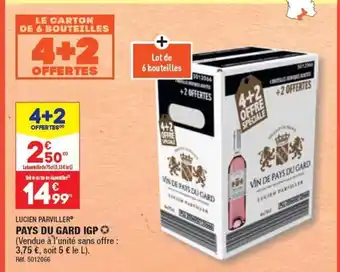ALDI LUCIEN PARVILLER® PAYS DU GARD IGP (Vendue à l'unité sans offre : 3,75 €, soit 5 € le L). offre