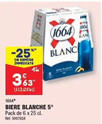 ALDI BIERE BLANCHE 5⁰ Pack de 6 x 25 cl. Réf. 5007658 offre