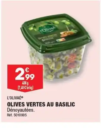 ALDI OLIVES VERTES AU BASILIC Dénoyautées. offre