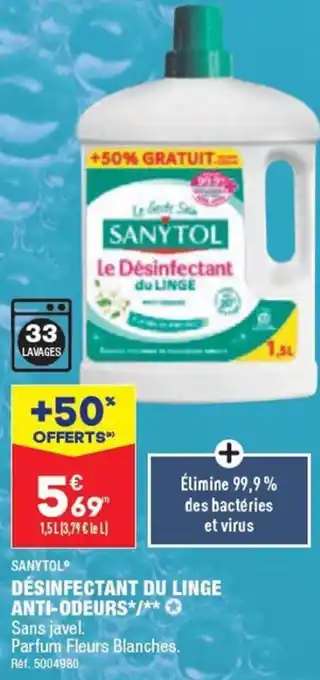 ALDI DÉSINFECTANT DU LINGE ANTI-ODEURS*/** offre