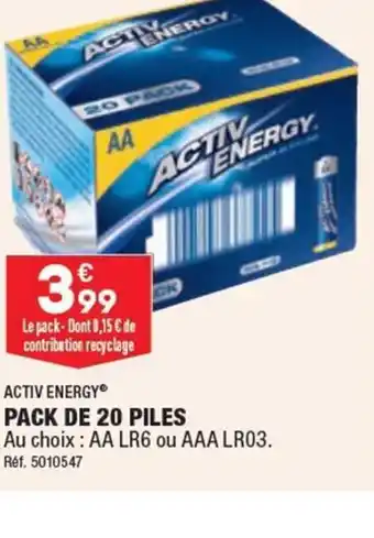 ALDI ACTIV ENERGY PACK DE 20 PILES offre
