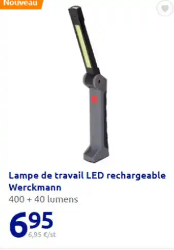 Action Lampe de travail LED rechargeable Werckmann 400 + 40 lumens offre