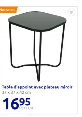 Action Table d'appoint avec plateau miroir 37 x 37 x 42 cm offre