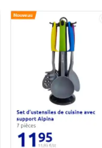 Action Set d'ustensiles de cuisine avec support Alpina 7 pièces offre