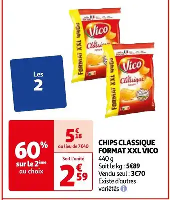 Auchan CHIPS CLASSIQUE FORMAT XXL VICO offre