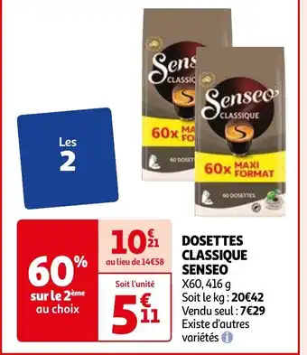 Auchan DOSETTES CLASSIC SENSEO offre