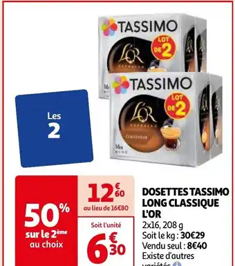 Auchan DOSETTES TASSIMO LONG CLASSIQUE L'OR offre
