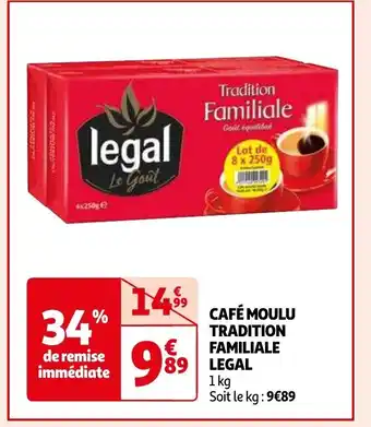 Auchan CAFÉ MOULU TRADITION FAMILIALE LEGAL offre