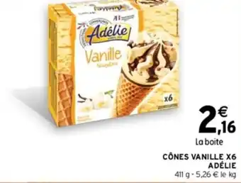 Intermarché CÔNES VANILLE X6 ADÉLIE offre