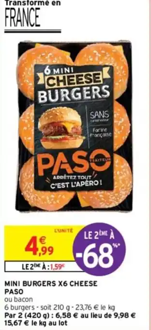 Intermarché MINI BURGERS X6 CHEESE PASO offre