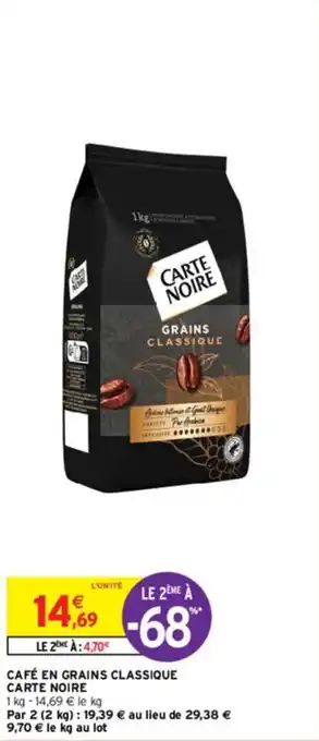 Intermarché CAFÉ EN GRAINS CLASSIQUE CARTE NOIRE offre