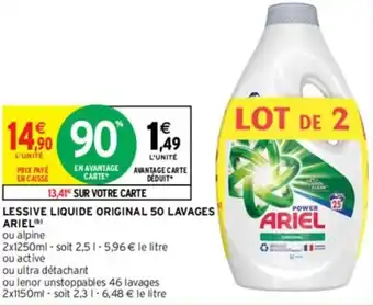 Intermarché LESSIVE LIQUIDE ORIGINAL 50 LAVAGES ARIEL offre