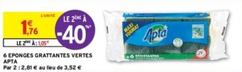 Intermarché 6 EPONGES GRATTANTES VERTES APTA offre