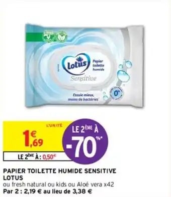 Intermarché PAPIER TOILETTE HUMIDE SENSITIVE LOTUS offre