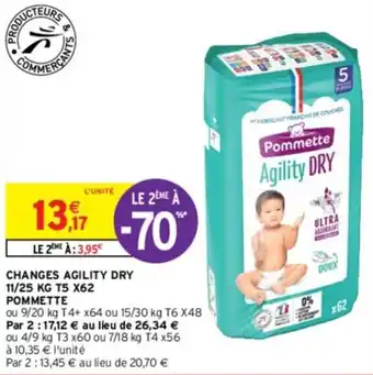 Intermarché CHANGES AGILITY DRY 11/25 KG T5 X62 POMMETTE offre