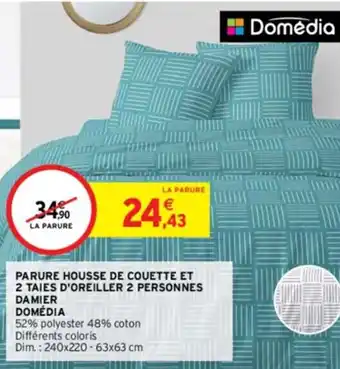 Intermarché PARURE HOUSSE DE COUETTE ET 2 TAIES D'OREILLER 2 PERSONNES DAMIER offre
