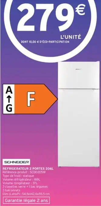 Intermarché REFRIGERATEUR 2 PORTES 206L offre