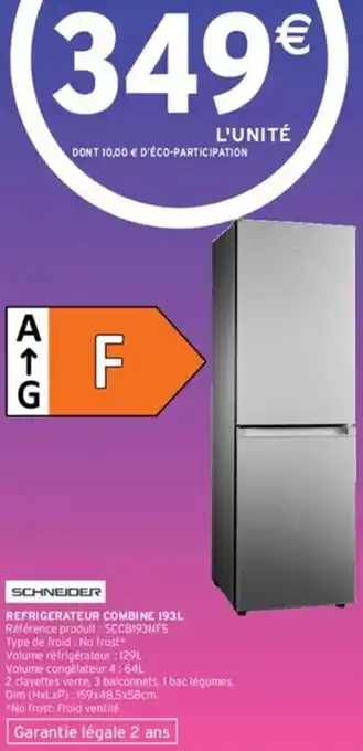 Intermarché REFRIGERATEUR COMBINE 193L offre