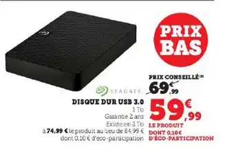 Super U DISQUE DUR USB 3.0 offre