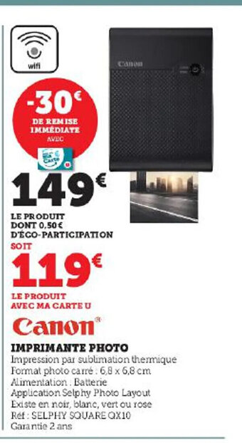 Super U Canon IMPRIMANTE PHOTO offre