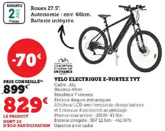 Super U VELO ELECTRIQUE E-VORTEX TVT Cadre : Alu Hauteur 45cm offre