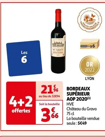 Auchan BORDEAUX SUPÉRIEUR AOP 2020 (¹) offre