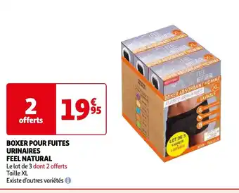 Auchan BOXER POUR FUITES URINAIRES FEEL NATURAL offre