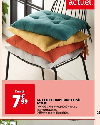 Auchan GALETTE DE CHAISE MATELASSÉE ACTUEL offre