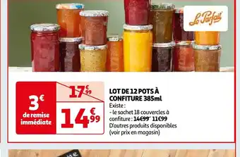 Auchan LOT DE 12 POTS À CONFITURE 385ml offre