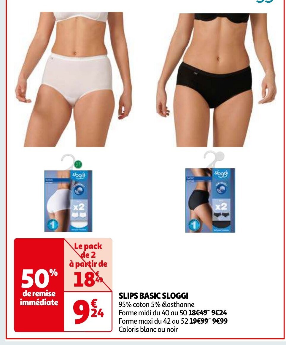 Auchan SLIPS BASIC SLOGGI offre