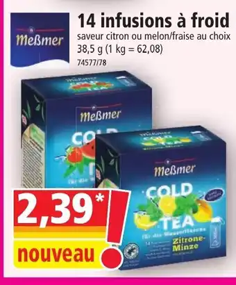 Norma 14 infusions à froid saveur citron ou melon/fraise au choix offre