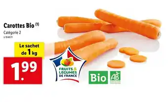 Lidl Carottes Bio (¹) Catégorie 2 offre